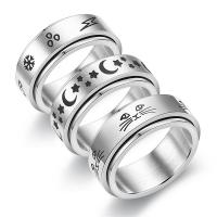 Titan Stahl Fingerring, Titanstahl, silberfarben plattiert, verschiedene Größen vorhanden & verschiedene Stile für Wahl & Emaille, Silberfarbe, 8mm, verkauft von PC