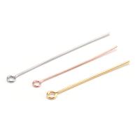 Stainless Steel Eyepins, 304 Stainless Steel, Stick, Galvanic plating, fashion jewelry & DIY & Unisex & machine polishing 