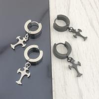 Aro aro gota pendiente, acero inoxidable 304, Cruces, Recubrimiento iónico al vacío, diferentes hallazgos para la elección & Joyería & unisexo, más colores para la opción, 13mm, 2PCs/Bolsa, Vendido por Bolsa