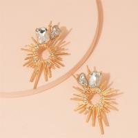 Zinc Alloy Rhinestone Drop Earring, gold color plated, fashion jewelry & for woman & with rhinestone 