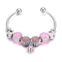 Europa Manschette Armbänder, Messing, mit Lampwork & Zinklegierung, für Frau & Emaille & mit Strass, gemischte Farben, 60-65mm, verkauft von PC