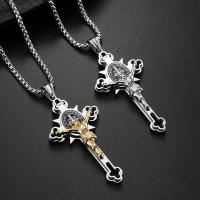 Collier de bijoux de titane, Acier titane, Crucifix, poli, bijoux de mode & pour homme, plus de couleurs à choisir, 64*32mm,3mm Environ 23.62 pouce, Vendu par PC