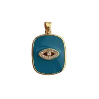 Cubic Zirconia Micro Pave Brass Pendant, Rectangle, gold color plated, DIY & micro pave cubic zirconia & enamel 