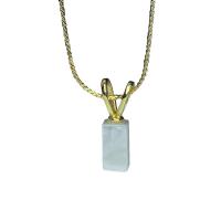 Collier de coquillages, laiton, avec coquille blanche, avec 1.96 chaînes de rallonge, rectangle, Placage de couleur d'or, pour femme, doré .71 pouce, Vendu par PC