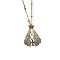 Cubic Zircon Micro Pave Brass Necklace, gold color plated & micro pave cubic zirconia & for woman .71 Inch 