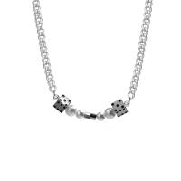 Stainless Steel Jewelry Necklace, 314 Stainless Steel, with Plastic Pearl & Zinc Alloy, with 1.96inch extender chain, Dice, fashion jewelry & Unisex Approx 19.3 Inch 