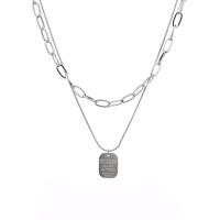 Stainless Steel Jewelry Necklace, 314 Stainless Steel, with 1.96inch extender chain, Double Layer & with letter pattern & for woman, original color Approx 16.5 Inch, Approx  18.9 Inch 