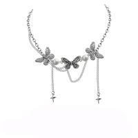 Stainless Steel Jewelry Necklace, 314 Stainless Steel, with zinc alloy pendant & Plastic Pearl, with 1.96inch extender chain, Butterfly, fashion jewelry & for woman Approx 16.1 Inch 