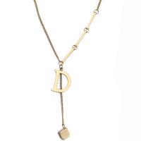 Stainless Steel Jewelry Necklace, 314 Stainless Steel, with 1.96inch extender chain, Letter D, Vacuum Ion Plating, fashion jewelry & for woman & hollow, gold, 15mm Approx 15.7 Inch 