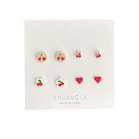 aleación de zinc Stud aretes, con Perlas plásticas, 4 piezas & Joyería & para mujer, 10mm, Vendido por Set