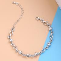 Zinc Alloy Rhinestone Bracelets, plated, for woman & with rhinestone Approx 20.5 cm 