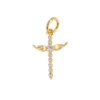 Cubic Zirconia Micro Pave Brass Pendant, Cross, plated & micro pave cubic zirconia 