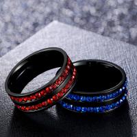 Titan Stahl Fingerring, Titanstahl, poliert, Modeschmuck & unisex & verschiedene Größen vorhanden & mit Strass, keine, 8mm, verkauft von PC