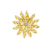 Cubic Zirconia Brooch, Brass, Flower, plated, micro pave cubic zirconia & for woman 