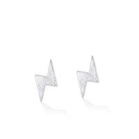 Brass Stud Earring, Lightning Symbol, fashion jewelry & for woman, silver color 