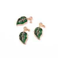 Zinc Alloy Enamel Pendants, Leaf, mixed colors 