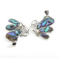 Zinc Alloy Shell Pendants, Abalone Shell, with Zinc Alloy, mixed colors 