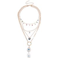 alliage de zinc collier, avec Seedbead & coquille blanche, coquille, Placage de couleur d'or, multicouche & pavé de micro zircon & pour femme, 30mm, 10mm Environ 13.65 pouce, Environ  15.6 pouce, Environ  17.55 pouce, Environ  21.45 pouce, Vendu par PC