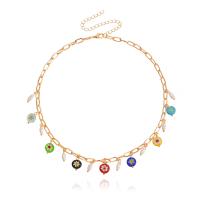 Collier en Murano bijoux, alliage de zinc, avec chalumeau, avec 0.39inch chaînes de rallonge, fleur, Placage de couleur d'or, bijoux de mode & pour femme, 10mm Environ 15.7 pouce, Vendu par PC