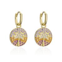 Huggie Hoop Drop Earring, Brass, 18K gold plated, micro pave cubic zirconia & for woman 