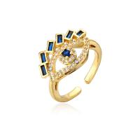 Brass Cuff Finger Ring, 18K gold plated, Adjustable & micro pave cubic zirconia & for woman 18mm 