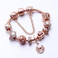 Europa gemischt Kristall Armbänder, Zinklegierung, plattiert, für Frau & mit Strass, Roségold, verkauft von PC