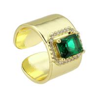 metal Anillo de dedo Cuff, chapado en color dorado, Ajustable & Joyería & micro arcilla de zirconia cúbica, multicolor, 7x9mm, tamaño:6.5, Vendido por UD