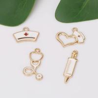 Zinc Alloy Enamel Pendants, gold color plated, Unisex 