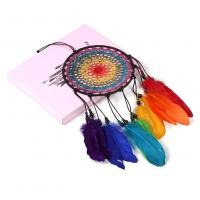 Mode Dreamcatcher, plume, avec Fibre de polyester & bois & fer, Rond, fait à la main, styles différents pour le choix, couleurs mélangées cm, Vendu par PC