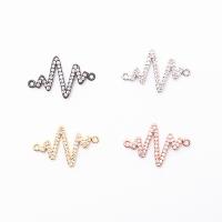 Cubic Zirconia Micro Pave Brass Connector, Electrocardiographic, plated, DIY & micro pave cubic zirconia 