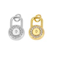 Cubic Zirconia Micro Pave Brass Pendant, Lock, plated, DIY & micro pave cubic zirconia 