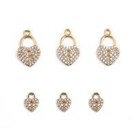 Cubic Zirconia Micro Pave Brass Pendant, Lock, gold color plated & micro pave cubic zirconia, golden 