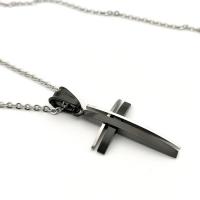 Stainless Steel Cross Pendants, 304 Stainless Steel, machine polished, fashion jewelry & DIY & Unisex, black 