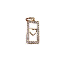 Cubic Zirconia Micro Pave Brass Pendant, Rectangle, gold color plated, DIY & micro pave cubic zirconia 