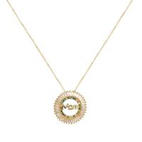 Cubic Zircon Micro Pave Brass Necklace, Flat Round, 18K gold plated, Mother Day Jewelry & micro pave cubic zirconia & for woman & hollow, 30mm Approx 17.7 Inch 