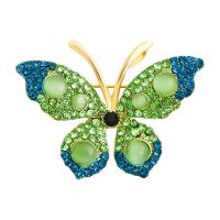 Broche de diamantes de imitación de la aleación de Zinc, Mariposa, chapado, para mujer & con diamantes de imitación, más colores para la opción, 50x37mm, 10PCs/Grupo, Vendido por Grupo