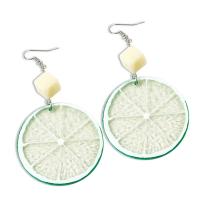 Acrylic Drop Earring, with Zinc Alloy, Lemon, for woman 