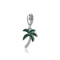 Zinc Alloy European Pendants, Palm Tree, with rhinestone, mixed colors 