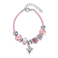 Europa gemischt Kristall Armbänder, Zinklegierung, mit Lampwork, plattiert, für Frau & mit Strass, gemischte Farben, verkauft von PC