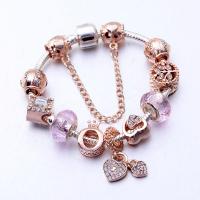 Europa gemischt Kristall Armbänder, Zinklegierung, mit Lampwork, plattiert, für Frau & mit Strass, Roségold, verkauft von PC