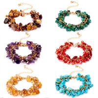 Bracelets de cristal, avec pierre gemme & alliage de zinc, avec 2.76 chaînes de rallonge, Placage de couleur d'or, pour femme, plus de couleurs à choisir .51 pouce, Vendu par PC