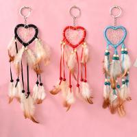 Mode Dreamcatcher, plume, avec bois & fer, coeur, Placage de couleur argentée, plus de couleurs à choisir .81 pouce, Vendu par PC