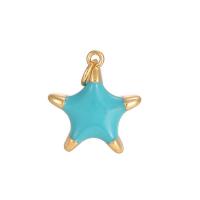 Enamel Brass Pendants, Star, gold color plated 