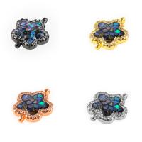 Cubic Zirconia Micro Pave Brass Connector, with Abalone Shell, Plum Blossom, plated, DIY & micro pave cubic zirconia 