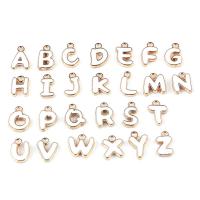 Zinc Alloy Enamel Pendants, Alphabet Letter, gold color plated, DIY 8-10x4-8mm 