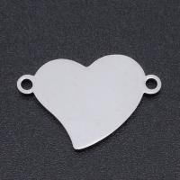 Stainless Steel Charm Connector, 201 Stainless Steel, Heart, Vacuum Ion Plating, fashion jewelry & polished & DIY & Unisex 