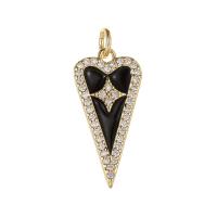 Cubic Zirconia Micro Pave Brass Pendant, Heart, gold color plated, DIY & micro pave cubic zirconia & enamel 