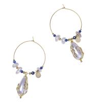 Huggie Hoop Drop Earring, Zinc Alloy, with Freshwater Pearl, gold color plated, for woman 