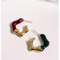 Enamel Zinc Alloy Stud Earring, gold color plated, fashion jewelry & for woman 