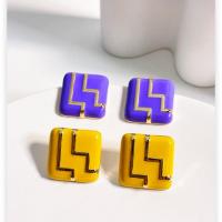 Enamel Zinc Alloy Stud Earring, fashion jewelry & for woman 